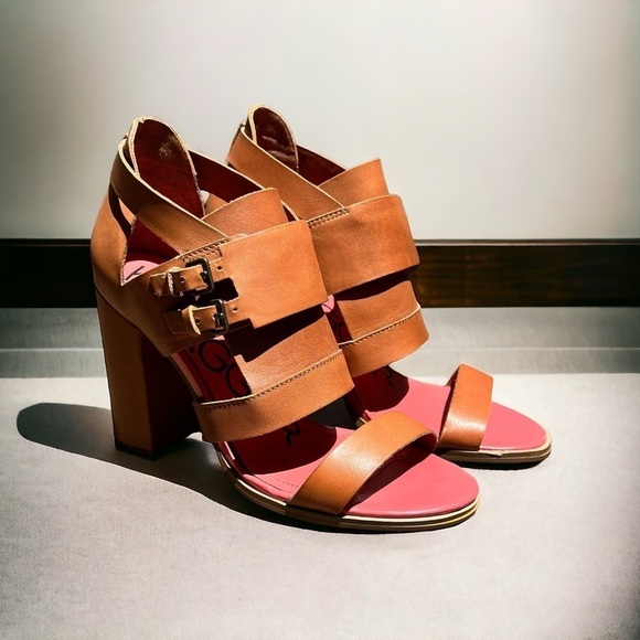 Kelsi Dagger | Gina Brown Vachetta Belted Cutout Strappy Sandals - Picture 1 of 12